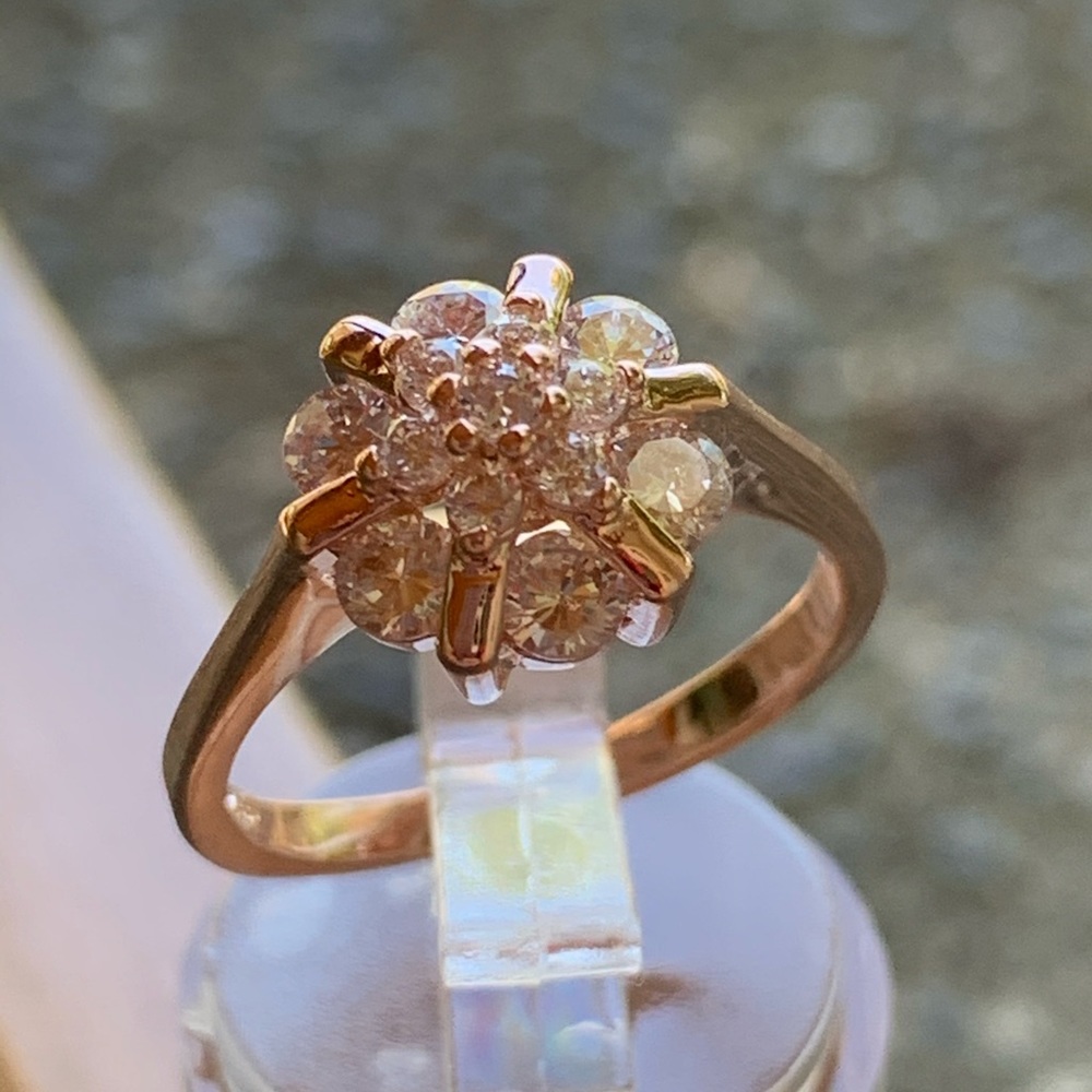 Flower Zircon wedding Rings Crystals Rose Gold - Picture 7 of 8
